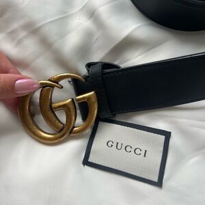 Gucci Black Belt with Gold Buckle